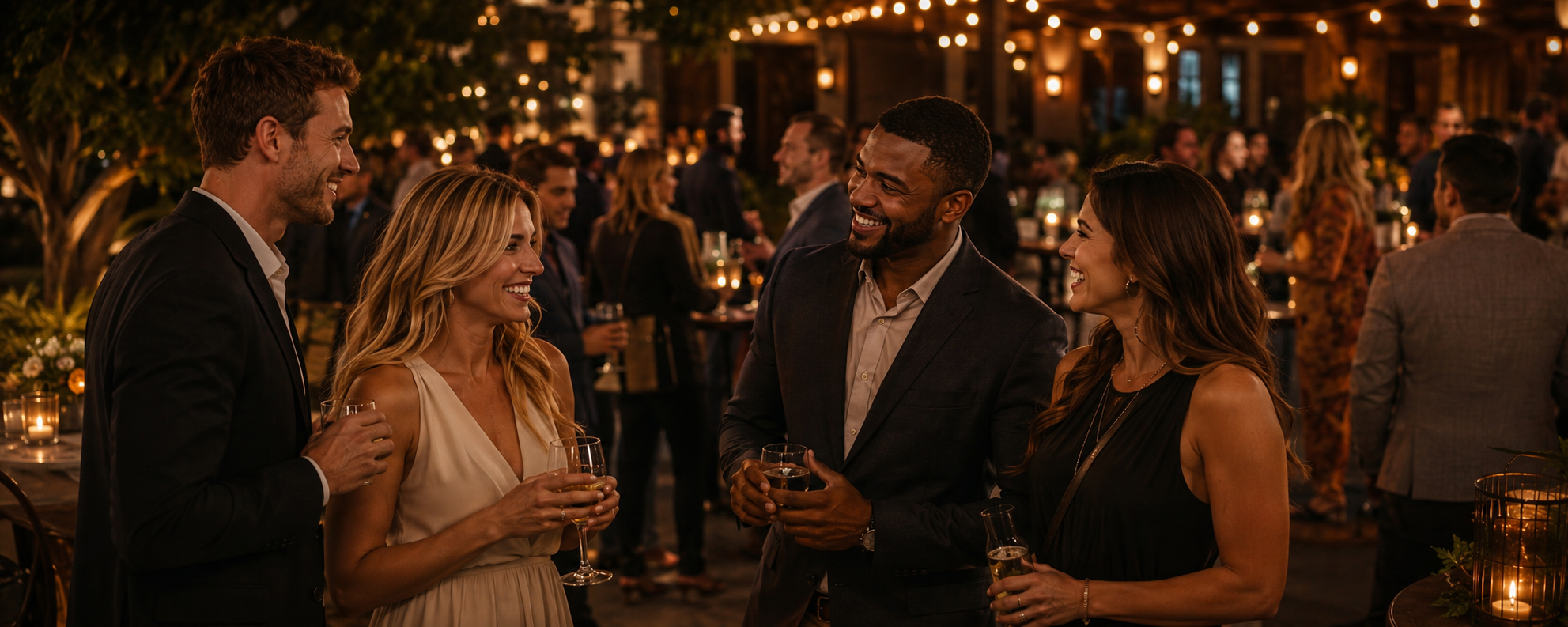 Guests enjoying conversation at a Kismeet social event